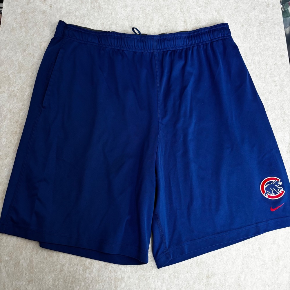 Nike Mens Chicago Cubs Dri-FIT Athletic Shorts Blue XL MLB Training Gym
